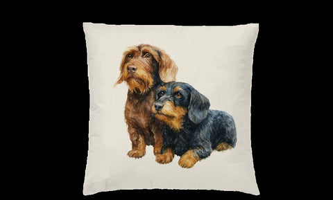 Kissenbezug "Rauhaardackel Pärchen"