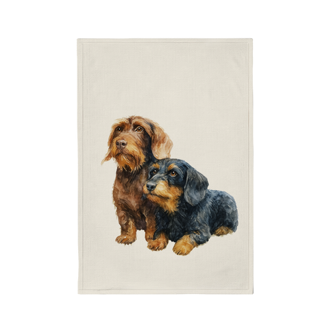 Geschirrtuch Muster "Rauhaardackel Pärchen"