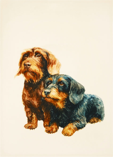 Geschirrtuch Muster "Rauhaardackel Pärchen"